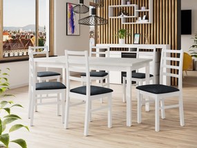 Rozkladací jedálenský stôl so 6 stoličkami AL02, Morenie: biela - L, Poťahové látky: Zetta 300