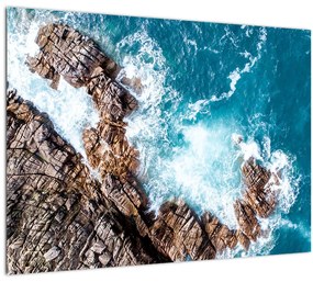 Sklenený obraz skál a mora (70x50 cm)