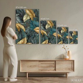 DUBLEZ | Luxusný obraz - Zlaté a zelené listy