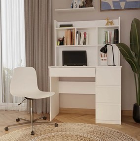 Psací stůl s nástavbou MIJAS pravý matně bílý