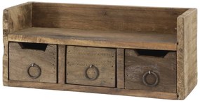 Hnedá antik drevená polička so šuplíčkami Grimaud Unit - 36*12*15 cm