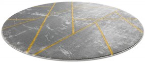 Dywany Łuszczów Kusový koberec Emerald geometric 1012 grey and gold kruh - 160x160 (priemer) kruh cm