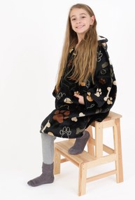 Baránková mikina mikroplyš – Psie labky čiernej veľkosť S detská