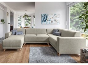 Béžová rozkladacia/s úložným priestorom rohová pohovka (pravý roh/do tvaru "U") Classy Sophie – Miuform