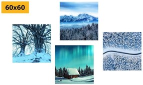 Set obrazov zasnežená krajinka - 4x 40x40
