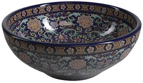 Sapho Sapho, PRIORI keramické umývadlo, priemer 41 cm, 15 cm, fialová s ornamentami, PI022