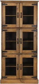 3-dielna rustikálna patinovaná vitrína so 6 dvierkami 90x40x190 cm