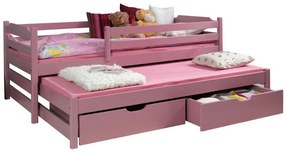 Detská posteľ z masívu borovice MARTIN II s prístelkou a zásuvkami - 200x90 cm - grafit/šedá