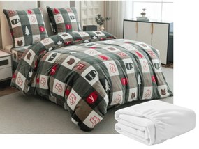 Sada 2ks mikroplyšových obliečok CHRISTMAS SOCKS zelené + obliečka mikroplyš SOFT 180x200 cm biele, dvojlôžko