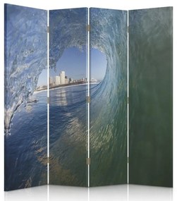 Ozdobný paraván Pohled na mořskou vlnu - 145x170 cm, štvordielny, obojstranný paraván 360°
