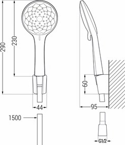 Mexen príslušenstvo - 1-bodový ručný sprchový set R-74, čierna, 785745052-70