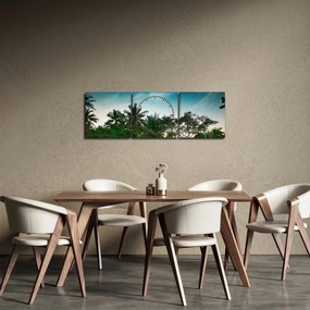 Obraz - palmy (s hodinami) (90x30 cm)