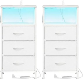 Sada 2 nočných stolíkov s LED osvetlením a nabíjacou stanicou LGSB35203W102