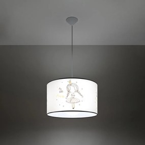 Detské závesné svietidlo Princess, 1x plastové tienidlo so vzorom, (fi 40cm)
