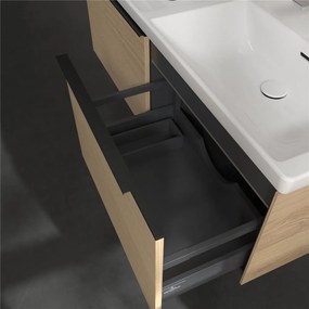 VILLEROY &amp; BOCH Subway 3.0 závesná skrinka pod dvojumývadlo, 2 zásuvky, s LED osvetlením, 1272 x 478 x 429 mm, Nordic Oak, C567L1VJ