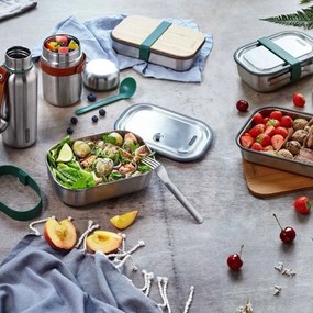 Desiatový box z antikoro ocele so zeleným remienkom Black + Blum