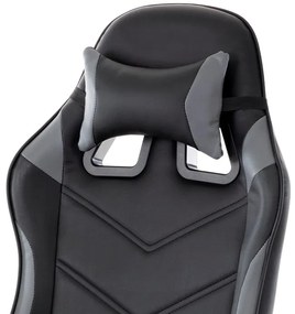 Herné kreslo GEAR — ekokoža, čierna / sivá