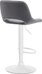 Barová stolička Camden - zamat, biely rám Tmavo sivá