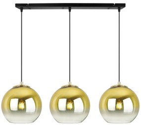 Závesné svietidlo Bergen Gold, 3x zlaté/transparentné sklenené tienidlo (fi 15cm)