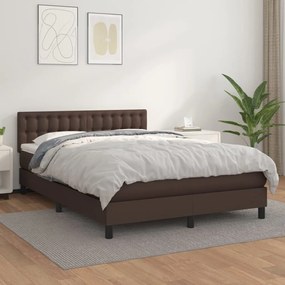 Boxspring posteľ s matracom hnedá 140x200 cm umelá koža 3141128