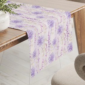 Biante Dekoračný behúň na stôl PML-069 Fialové kvety na bielom 20x120 cm