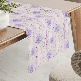 Biante Dekoračný behúň na stôl PML-069 Fialové kvety na bielom 20x180 cm