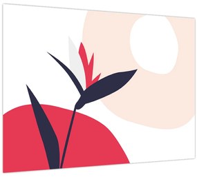 Sklenený obraz - Ružová florálna abstrakcia N⁰1 (70x50 cm)