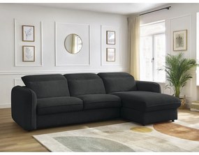 Čierna rozkladacia rohová pohovka (variabilná) Achille – Bobochic Paris