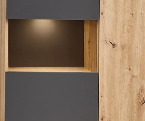 Obývacia  stena Heathrow, dub artisan/antracit, s osvetlením