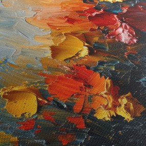 Obraz - Abstraktná maľba kvetov III. (s hodinami) (90x30 cm)
