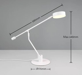 Matne biela LED stolová lampa s ohýbateľnou konštrukciou (výška 64 cm) Manduro – Trio