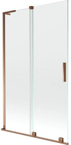 Mexen Velar L, 2-krídlová posuvná vaňová zástena 110 x 150 cm, 8mm číre sklo, ružové zlato, 896-110-003-01-60
