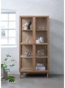 Vitrína z dubového dreva v prírodnej farbe 190x90 cm Elba – Unique Furniture