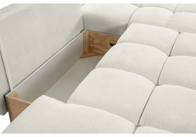 Rozkladacia rohová čalúnená sedacia súprava s úložným priestorom v tvare L ALMADA, pravé prevedenie, béžová