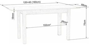 Jedálenský stôl Diego II 120 x 68 cm, dub sonoma