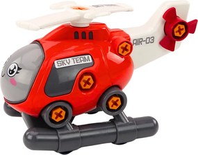 LEAN Toys Kreslený vrtuľník na zostavenie – DIY, červený