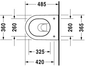 Duravit Darling New - Závesné WC Compact, 485x360 mm, biela 2549090000