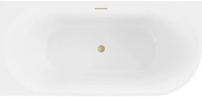 Mexen Mia, voľne stojaca rohová vaňa ľavá 140 x 75 cm, biela, zlatý matný prepad, 52691407500L-55