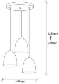 Závesný luster na lanku TATTOO 3xE27/40W/230V čierny