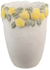 Cementový vysoký kvetináč lemovaný citrónmi Lemoni M - Ø 17*23 cm