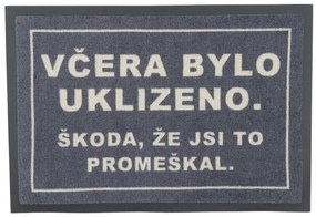 Rohožka Včera bolo upratané (škoda že si to premeškal) 40x60 cm – na von aj na doma, 40x60, šedá, GDmats