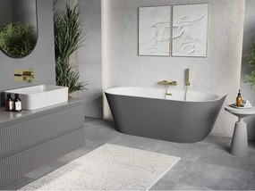 Mexen Oris, voľne stojaca ryhovaná vaňa 170 x 80 cm, biela-šedá, zlatý lesklý prepad, 52871708062-50