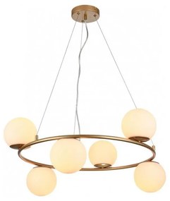 Redo 01-3157 - Luster na lanku BOWLING 6xE14/28W/230V zlatá