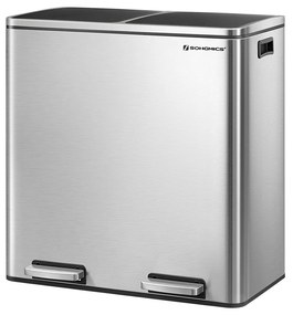 Kôš na separovanie odpadu SORT, 2x30l+vrecia na odpadky, strieborná Vasagle