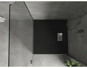 Mexen Hugo, štvorcová sprchová vanička SMC 70 x 70 cm, čierna, oceľová krytka, 42707070-X