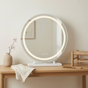 Rea Make-Up, LED okrúhle kozmetické zrkadlo na postavenie 50 cm, biela, HOM-12021