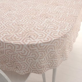 Biante Zamatový oválny obrus Tamara TMR-029 Ružovobéžové hexagony s čiernym žíhaním 100x160 cm