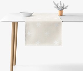 Goldea vianočný behúň na stôl natura – snehové vločky na režnej 20x120 cm