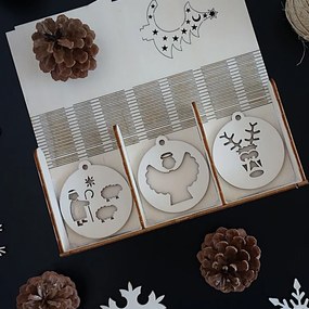 SENTOP | Vianočné ozdoby z dreva a plastu, Vianočné dekorácie drevené , drevené doplnky PR0100-Christmas set + analógové