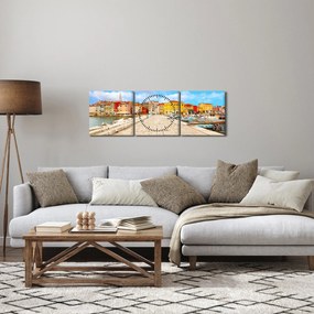 Obraz - Staré istrijské mesto v Poreči, Chorvátsko (s hodinami) (90x30 cm)